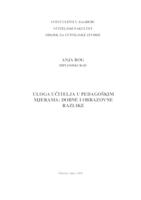 prikaz prve stranice dokumenta Uloga učitelja u pedagoškim mjerama: dobne i obrazovne razlike